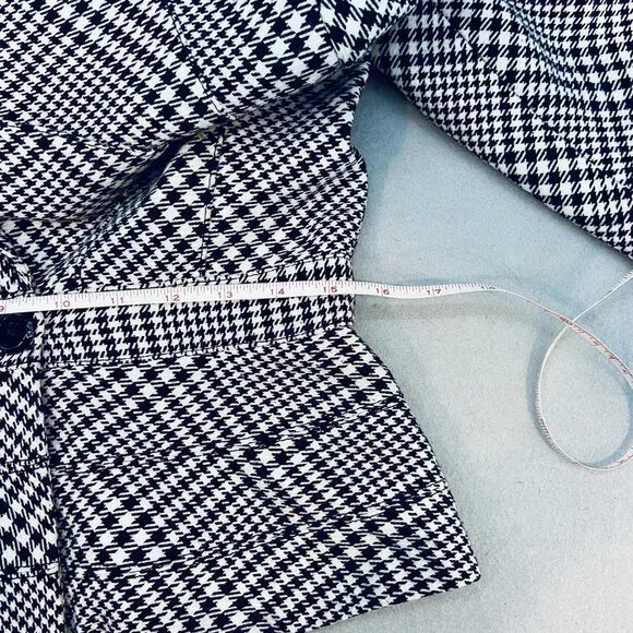 WHBM Black White Houndstooth Fitted Peplum Blazer SZ 6 Classic Feminine - Picture 9 of 12